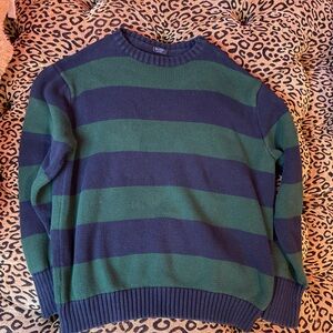 John Galt brandy Navy and Green Striped Sweater